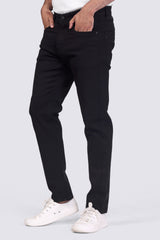 Fade-proof black stretchable denim jeans for men