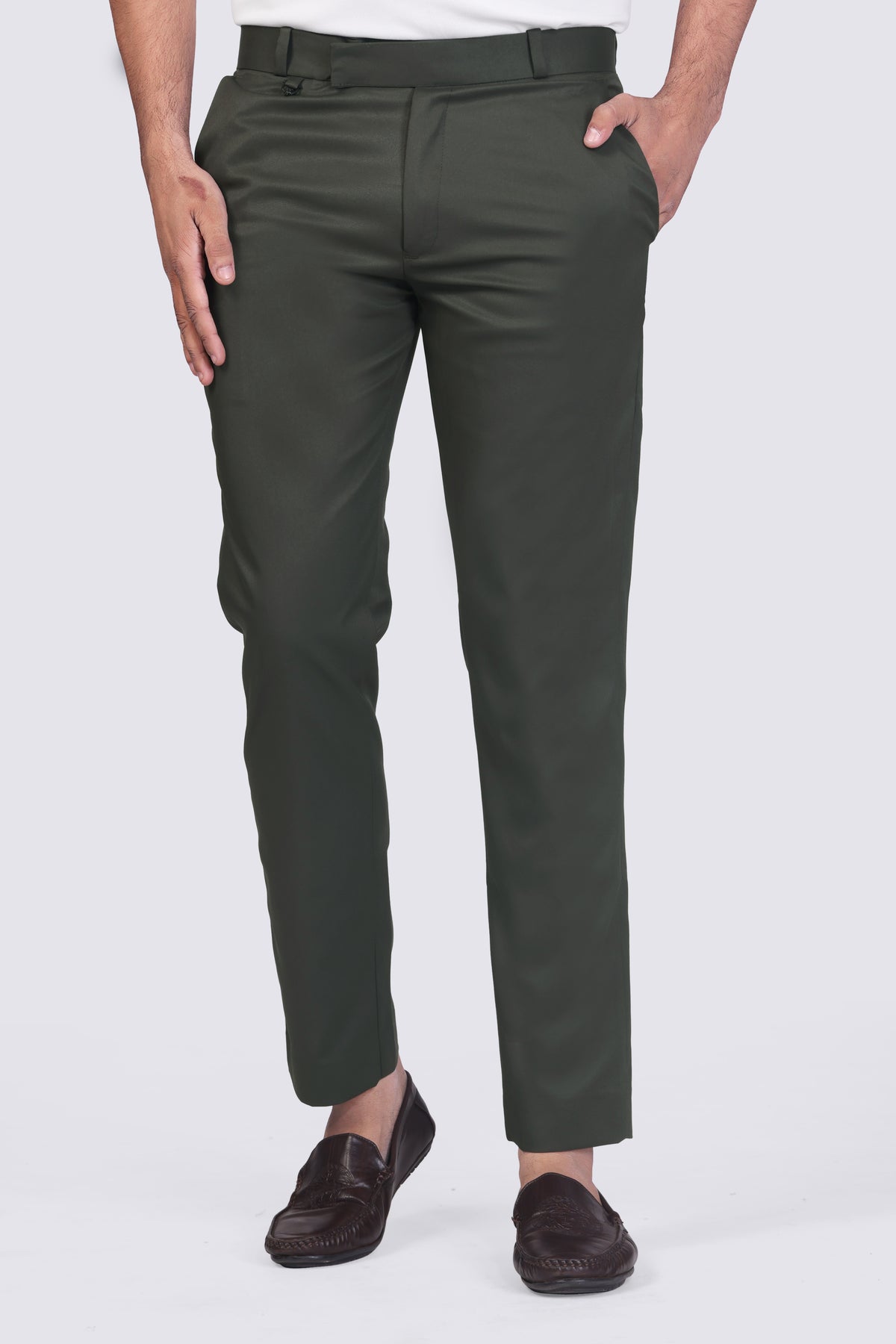 Bottle Green Men's Ankle-length Formal Trousers
