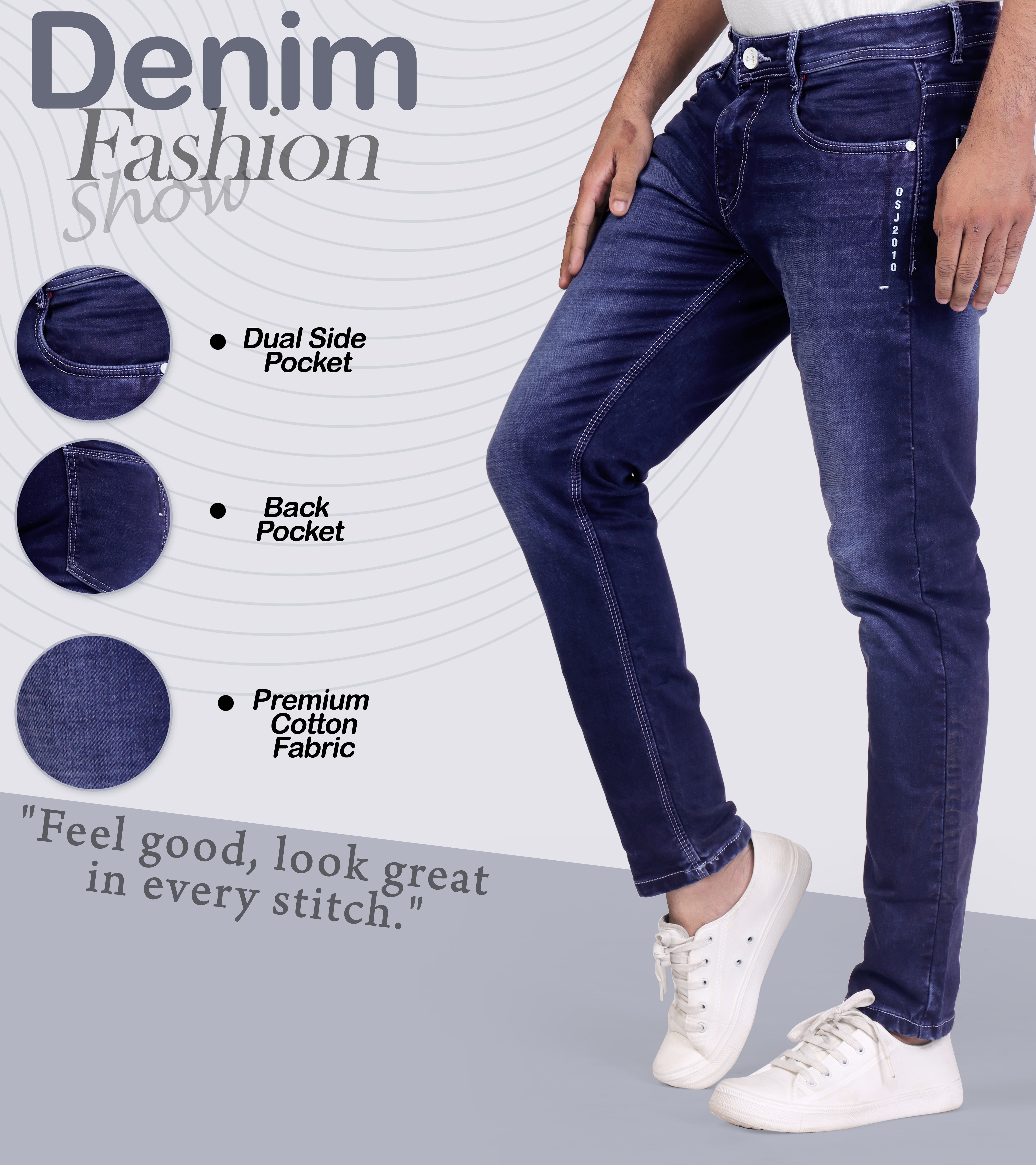 Men’s casual indigo blue denim jeans
